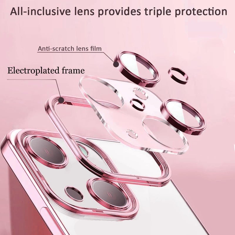 Mobistyle TPU Designed for iPhone 15 Luxury Electroplating Case Individual Camera Protection Back Cover Case for iPhone 15 (Electroplating Pink) - Image 5