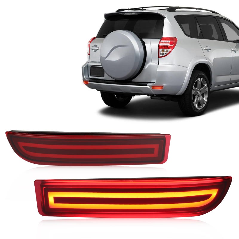 GEEGEETOP Red Lens LED Rear Reflector Bumper Turn Signal Brake Lamp Fog Light Assembly Compatible With Toyota RAV4 20062012Scion xD 20082014 Red
