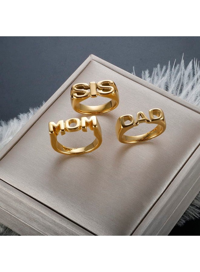 JINHUI Exquisite Sisters Ring For Her. Personalized Sister Rings For Women. 14K Gold Plated Letters Stainless Steel Rings For Bbf, Ring Gifts For Friendship, Size 7 - Image 2