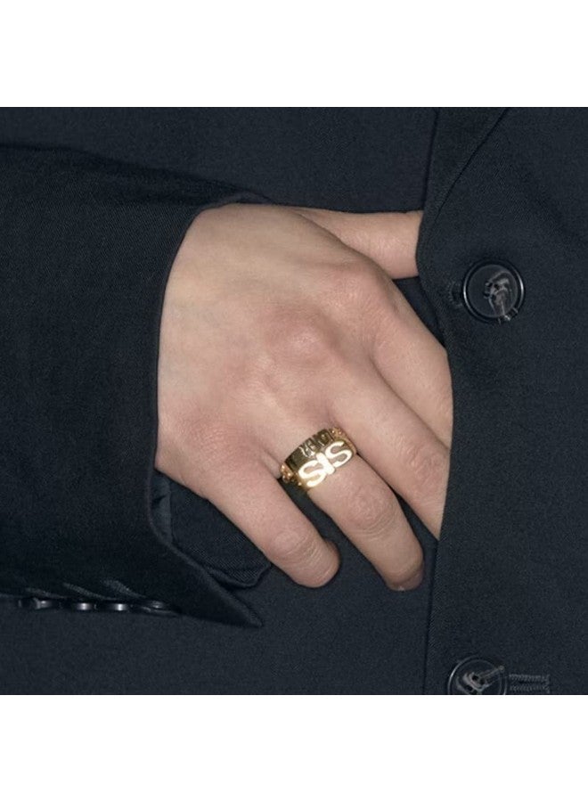 JINHUI Exquisite Sisters Ring For Her. Personalized Sister Rings For Women. 14K Gold Plated Letters Stainless Steel Rings For Bbf, Ring Gifts For Friendship, Size 7 - Image 3