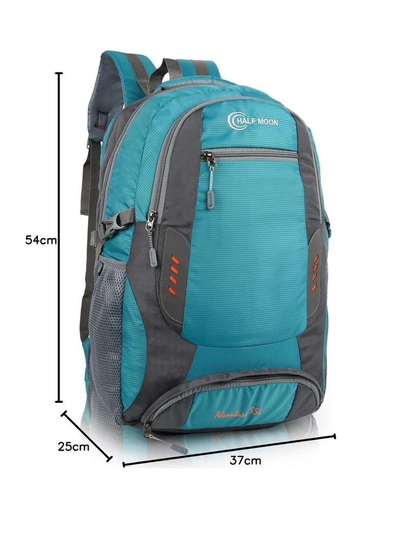 هاف مون Half Moon Extra Large Size 55L Waterproof 6 Compartment Rucksack/Trekking Bags For Men, Polyester Airport Blue | Laptop Compartment & Rain Cover | Trekking, Hiking, Travel Backpack For Unisex - Image 3