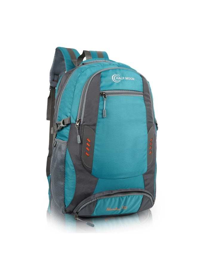 هاف مون Half Moon Extra Large Size 55L Waterproof 6 Compartment Rucksack/Trekking Bags For Men, Polyester Airport Blue | Laptop Compartment & Rain Cover | Trekking, Hiking, Travel Backpack For Unisex - Image 1