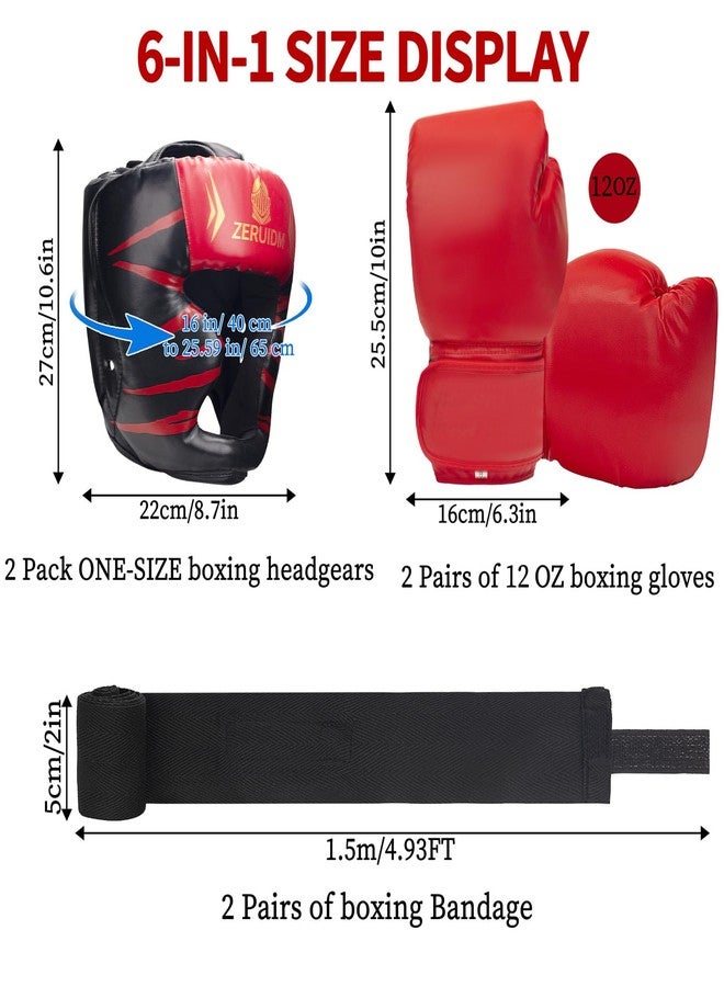 ZERUIDM 6-in-1 Boxing Headgear and Gloves Set, Training Sparring Safety Head Guard for MMA, Kickboxing, Muay Thai Trainees - Adult&Teen - Image 3