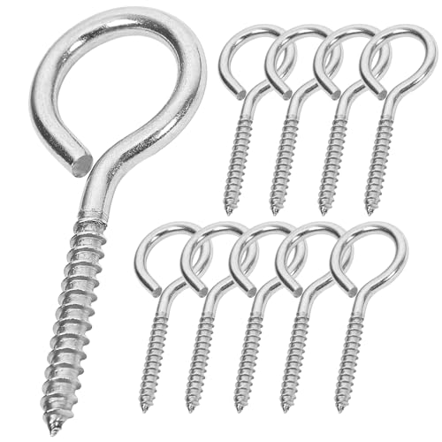 ACCZIO 10PCS 2.75 inches Screw Eyes M4 304 Stainless Steel Eye Screws, Heavy Duty Screw, Eye Hooks Screw Eye Bolts Eye Hooks Screw, Indoor & Outdoor Uses (10, M4-2.75inch) - Image 1