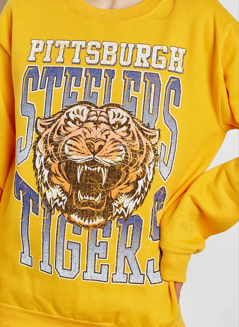 Miss Selfridge Tiger Print Slogan Sweatshirt