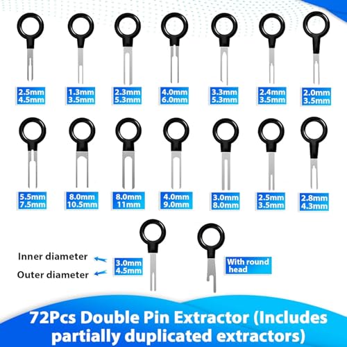 Kikerike Terminal Removal Tool Kit 139 Pcs Depinning Tool Electrical Connector Pin Removal Tool Kit Pin Extractor Tool Set Wire Terminal Release Tool for Automotive Car Household Devices - Image 3
