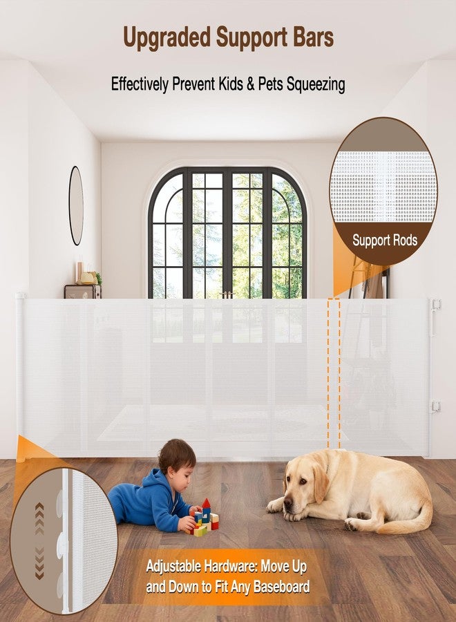 Floisdace Reinforced 120" Extra Wide Retractable Baby Gates for Stairs, Mesh Saftey Gate for Pets, 10 Foot Retractable Dog Gate, No Drilling, One-Hand Operation, Retractable Gate for Indoor & Outdoor Use - Image 2