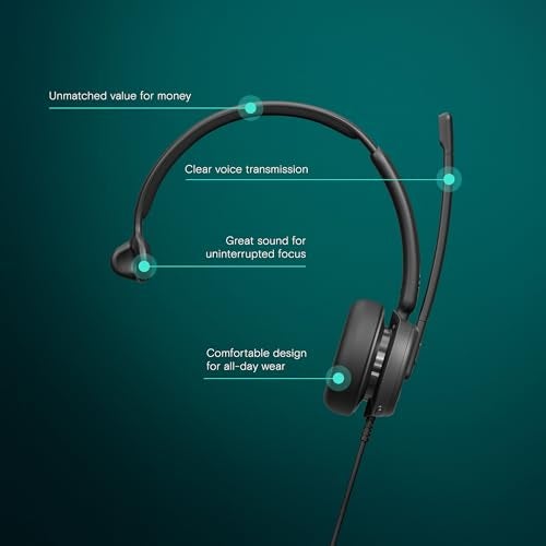 EPOS Impact 430T Mono USB C and USB A OnEar Headset with Dual NoiseCanceling Mics Microsoft Teams Certified PlugandPlay Zoom Compatible Ideal for Home Office Business Calls - Image 3