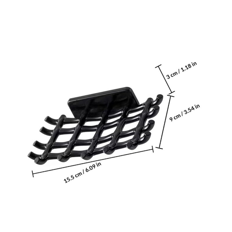 4Pcs Wall Mount Soap Dish Holder Set with Drain Adhesive for Shower Bathroom White and Black - Image 3