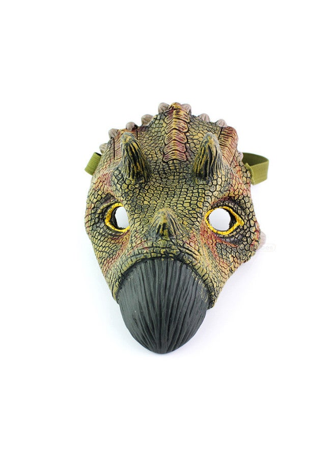 Fearful Dinosaur Face Model Toy Triangle Dragon Dinosaur Resurrection Face Halloween Prank Toys Bionic Toys For Children-Color:Triceratops Mask  - Image 1