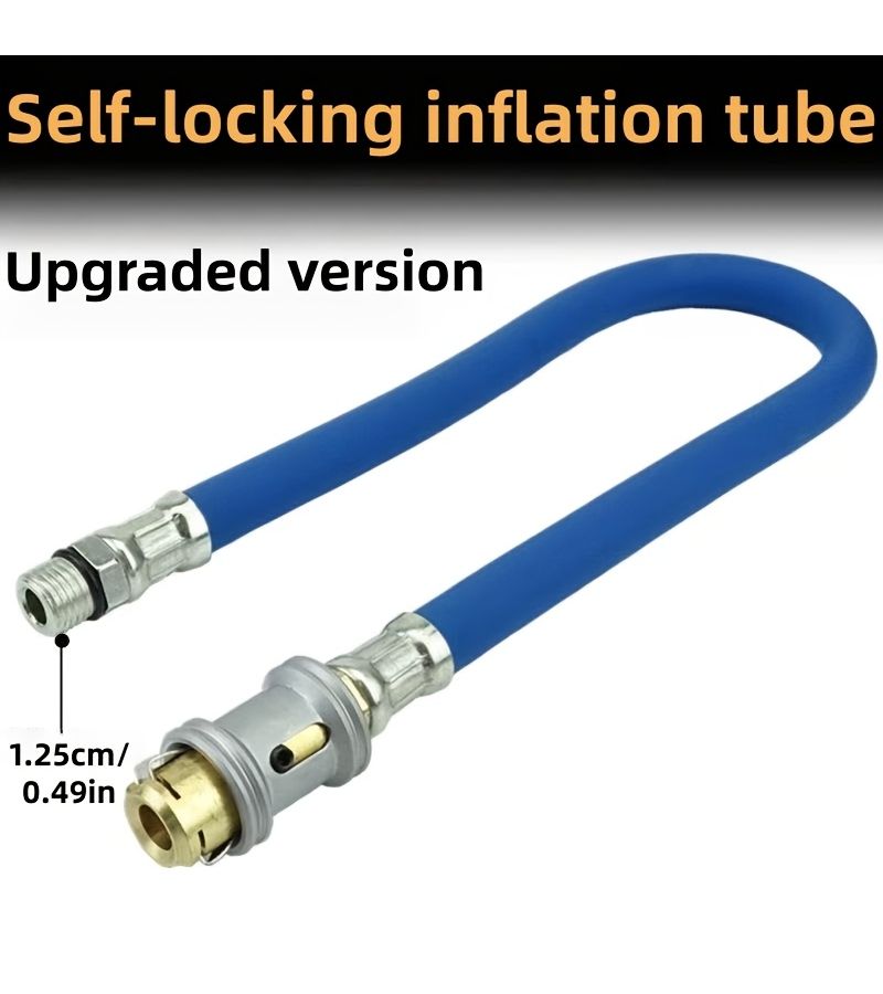 Blue Three Claw Head Self Locking Tire Pressure Gauge With Tube - Image 1