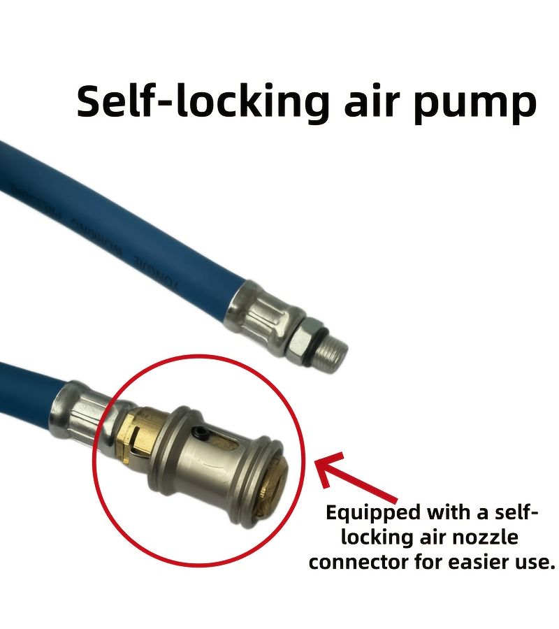 Blue Three Claw Head Self Locking Tire Pressure Gauge With Tube - Image 3