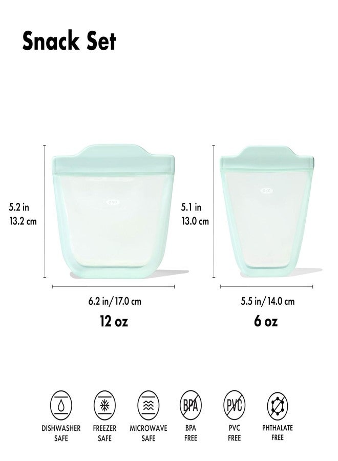 OXO Tot Silicone Reusable Bags - 2 Piece Cup and Snack Set - Opal - Image 4