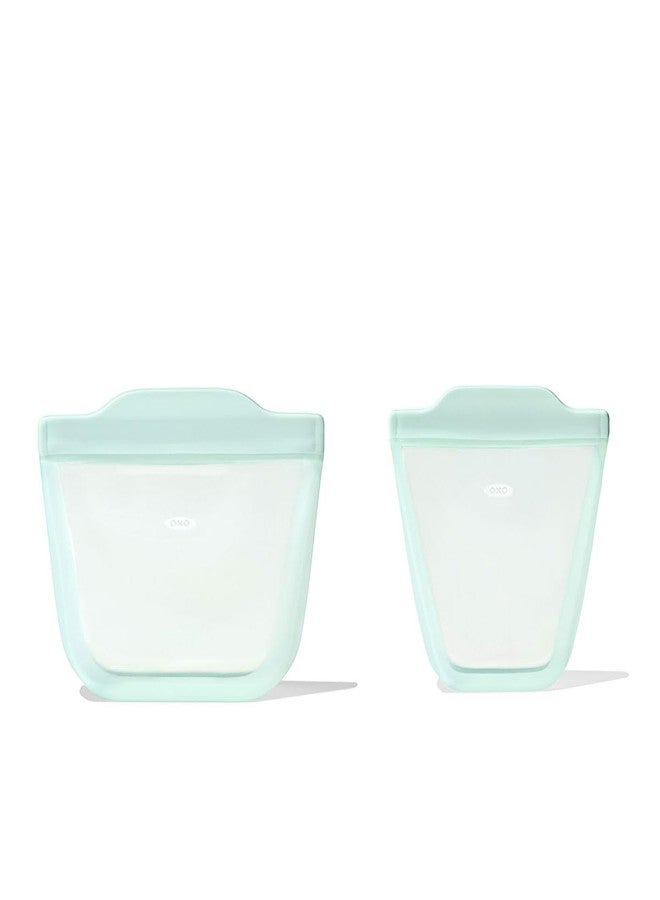 OXO Tot Silicone Reusable Bags - 2 Piece Cup and Snack Set - Opal - Image 1