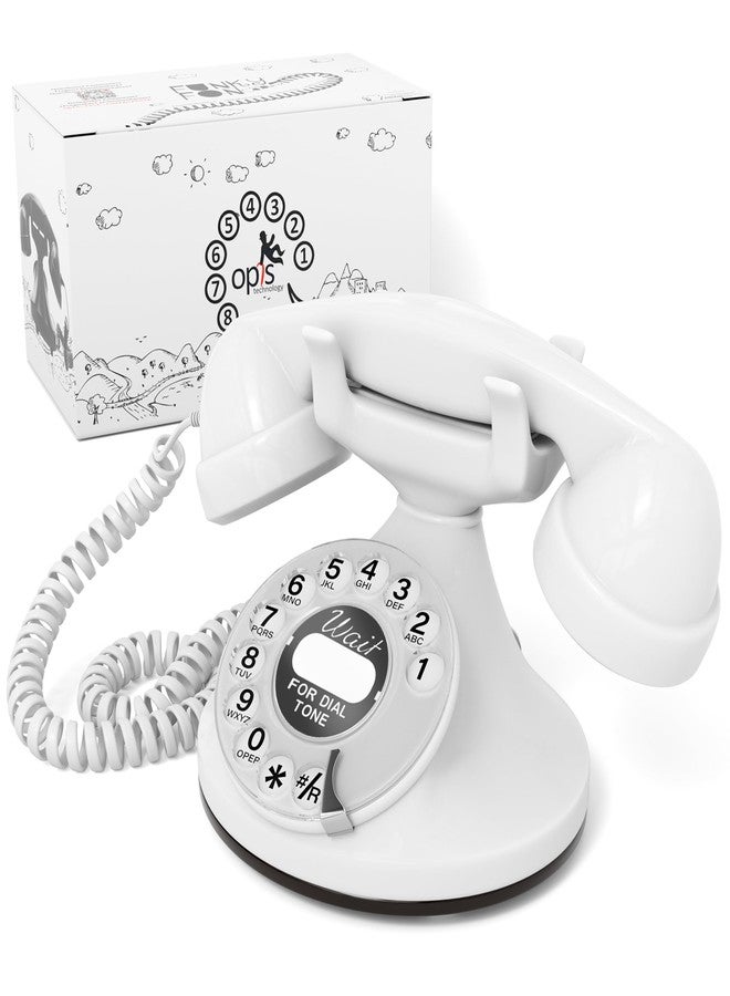 Opis Technology Opis FunkyFon Cable: A Vintage Landline Telephone, The Retro Phone Green for Home, and Old Fashioned Telephones in White - Image 1