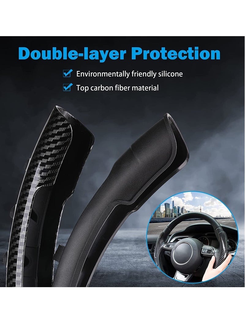 Carbon Fiber Steering Wheel Cover Non Slip Steering Wheel Grips Booster Cover Trim Universal for Toyota Ford BMW Chevy Nissan Hyundai Honda Kia Auto Car Wheel Protector Accessory Women Men 15 Inch - Image 5