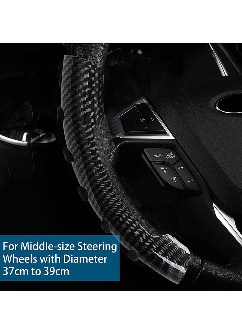 Carbon Fiber Steering Wheel Cover Non Slip Steering Wheel Grips Booster Cover Trim Universal for Toyota Ford BMW Chevy Nissan Hyundai Honda Kia Auto Car Wheel Protector Accessory Women Men 15 Inch - Image 3