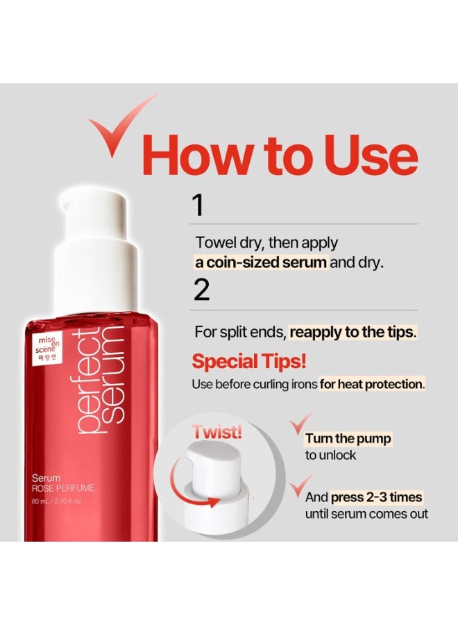 Mise En Scène مصل عطر روز المثالي من ميس إن سين - جوهر شعر كوري برائحة الورد، زيت الأركان للعناية بالشعر التالف، 2.70 أونصة سائلة - Image 2