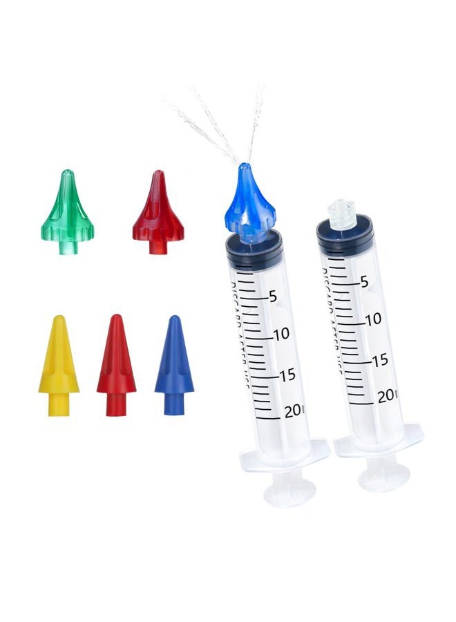 ETTSNU 20mL Ear Syringes for Removing Ear Wax, Cleaning Water Irrigation Kits with 3 Penta-Stream Tips and 3 Tri-Stream Tips Improved Hearing Clarity and Aural Hygiene (clear) - Image 1