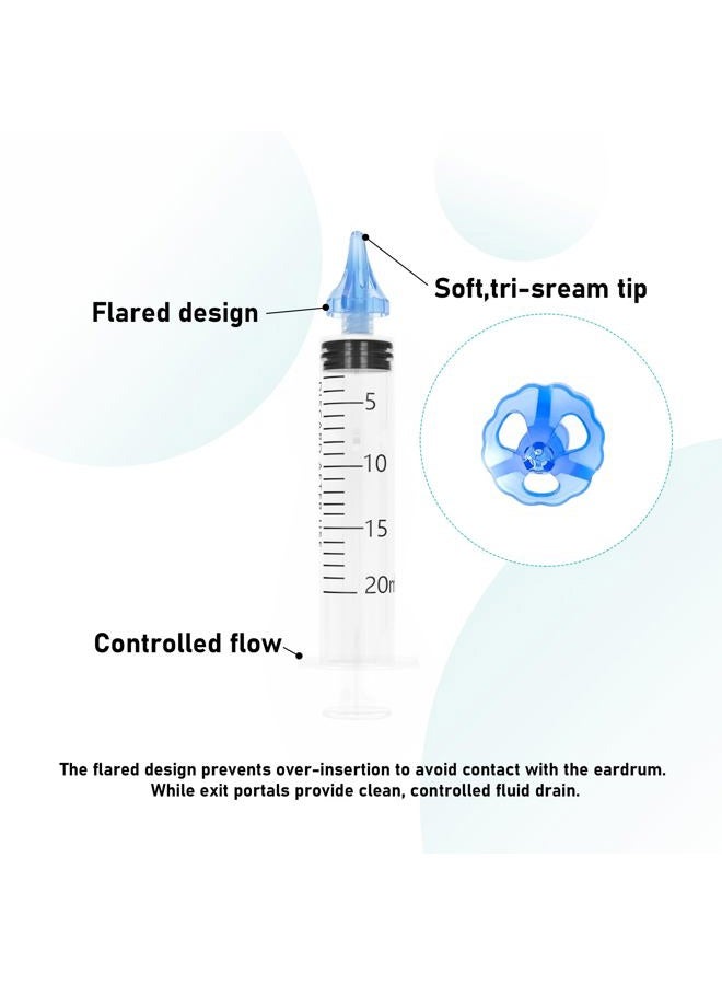 ETTSNU 20mL Ear Syringes for Removing Ear Wax, Cleaning Water Irrigation Kits with 3 Penta-Stream Tips and 3 Tri-Stream Tips Improved Hearing Clarity and Aural Hygiene (clear) - Image 4