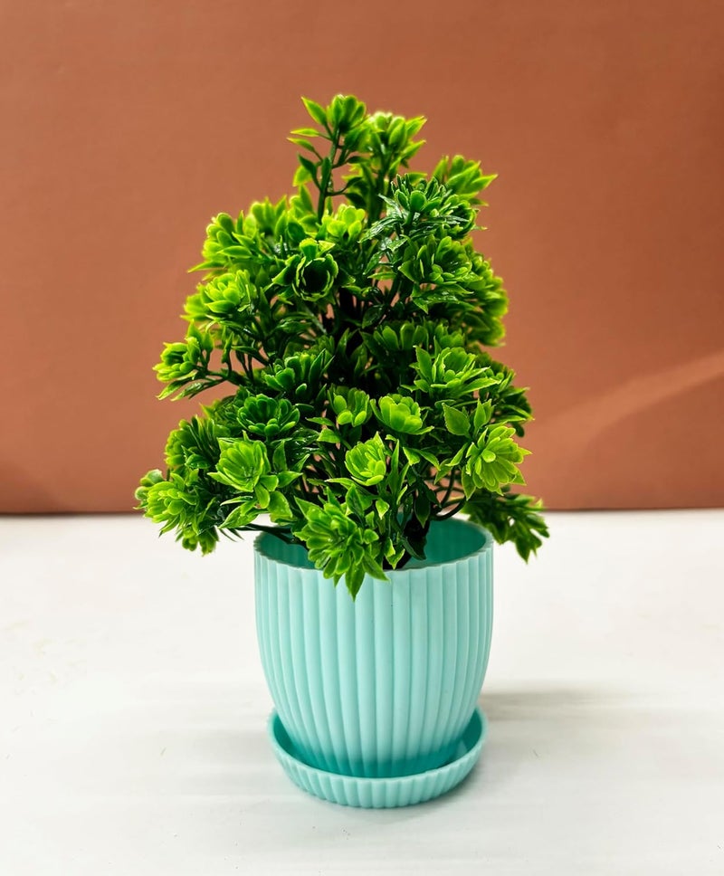 Dekorly ® Plastic 6 Packs Fake Plants Small, Mini Artificial Plants Indoor for Home Farmhouse Bathroom Shelf Décor (Light Blue, Height : 17CM) - Image 5