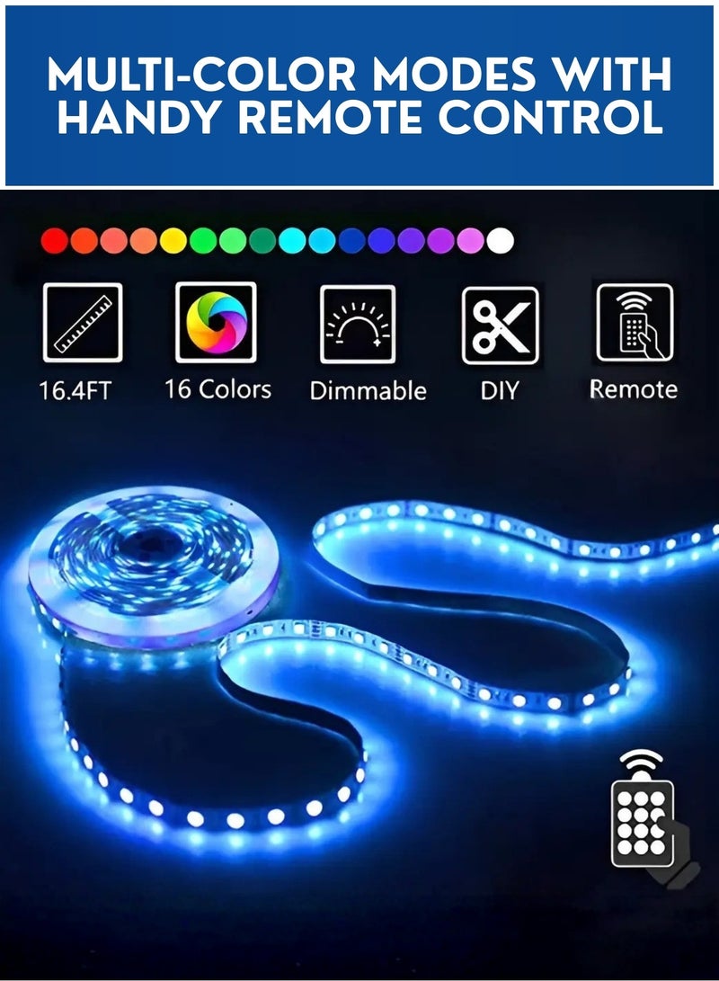 شريط إضاءة نيون LED بطول 5 متر، شريط إضاءة RGB مع مزامنة الموسيقى، تحكم عبر التطبيق والريموت – إضاءة منزلية ذكية، حبل نيون مرن للديكور المنزلي، غرفة الألعاب، غرفة النوم وإضاءة خلفية للتلفاز - Image 2