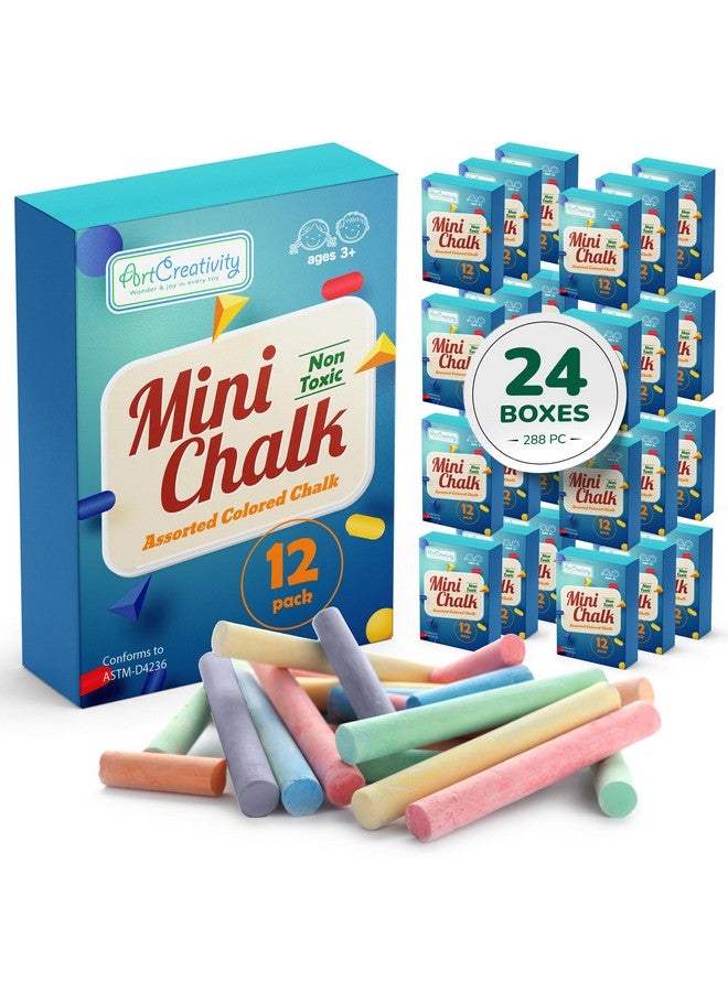 ArtCreativity 288 Count Mini Chalk Sets for Kids (24 Boxes) Non-Toxic Summer Art and Craft Supplies - Small Individual Chalk Packs in Bulk for Classroom Gifts, School Supplies, and Summer Party Favors - Image 1