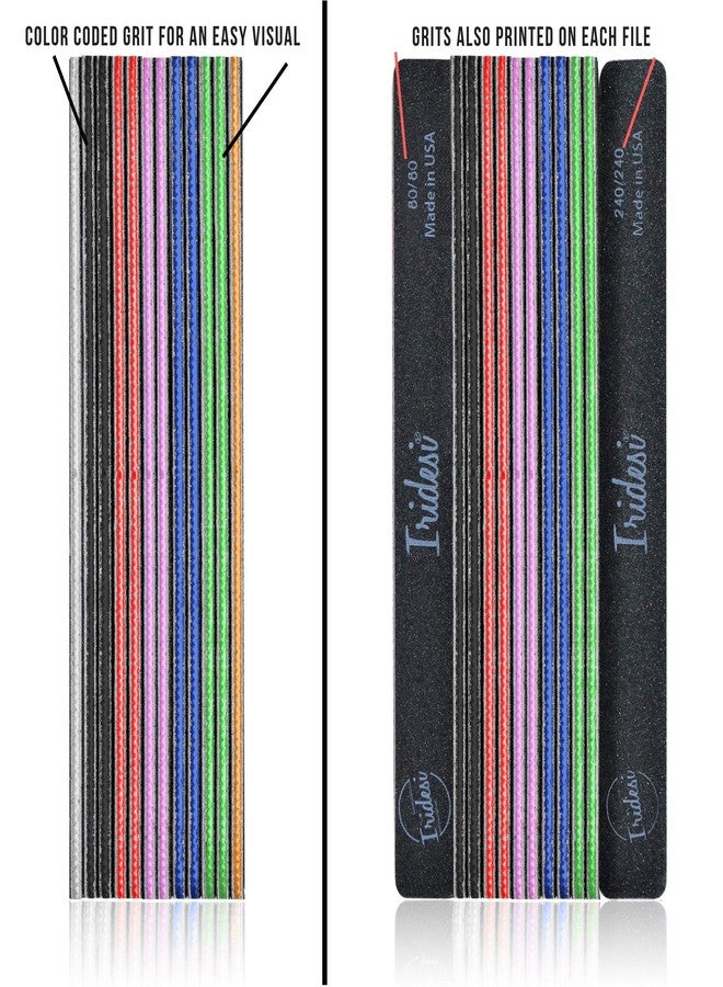 Iridesi Professional Nail Files Black Washable Emery Boards 7 Inches Long Square End Serrated Edge 12 Fingernail Files Per Pack (180/240) - Image 5