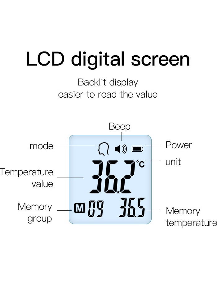 Gasin - Large LCD backlit infrared thermometer screen, thermometer, kids thermometer - Image 1