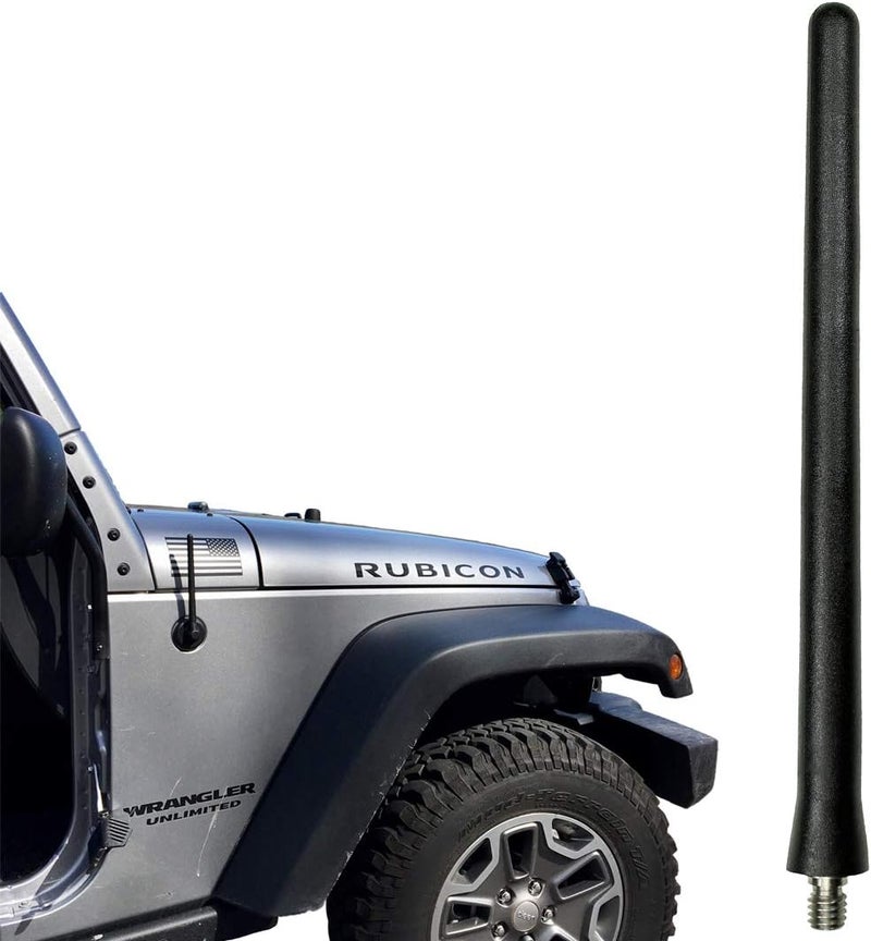AntennaMastsRus 6 3/4 Inch Short Rubber Antenna for Jeep Wrangler TJ/YJ (1987-2006) - Image 1