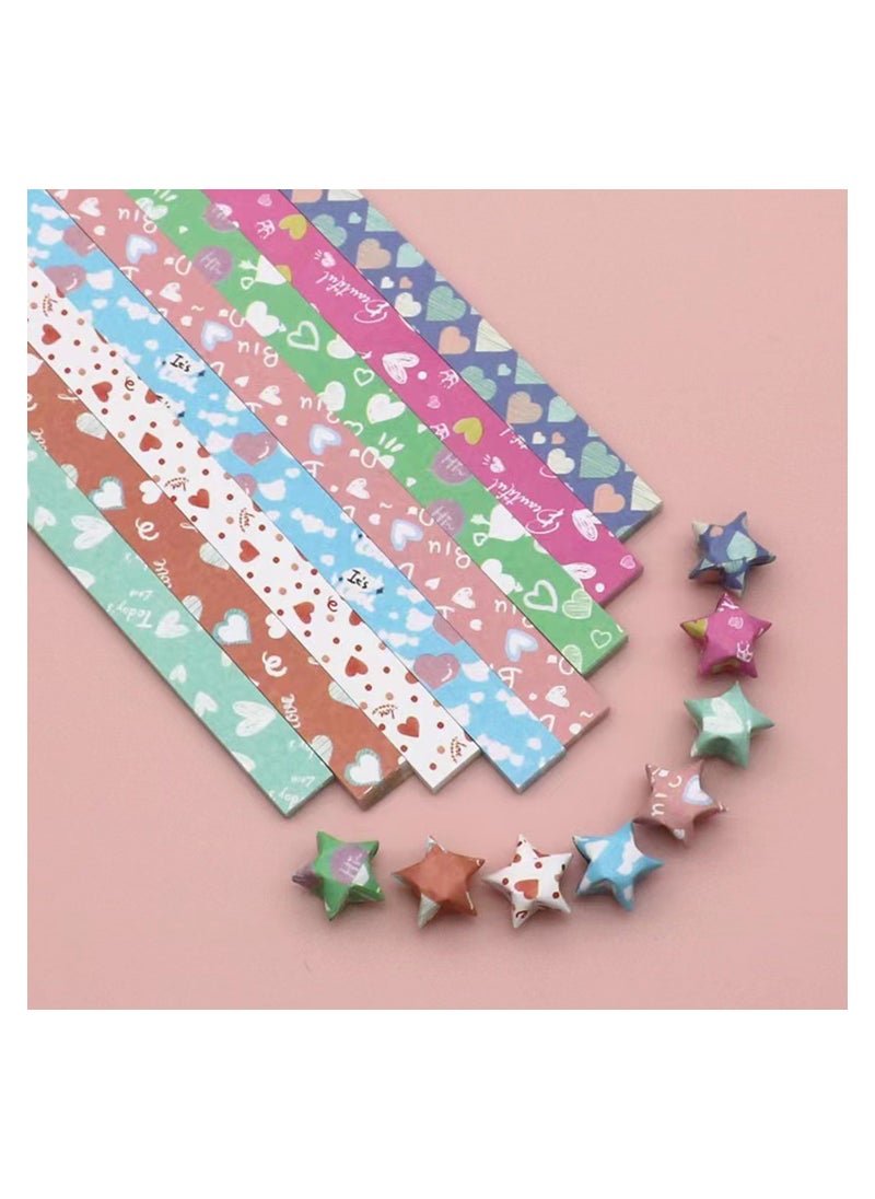 Generic - 3240 Sheets Origami Stars Paper Strips DIY Hand Crafts Heart Lucky Colorful Star 8 different styles Decoration Folding Paper for Arts Crafting Supplies, School Teaching, Heart B - Image 1