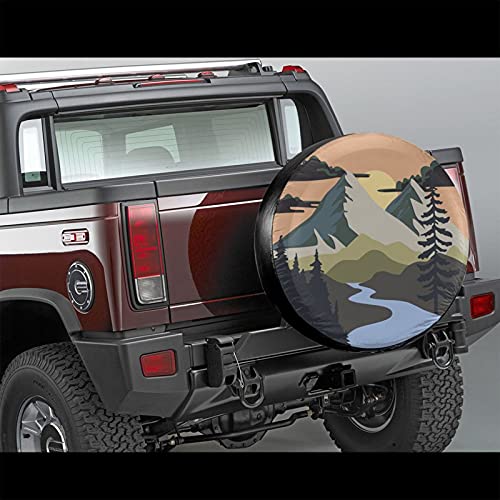 Gwomo Camper Spare Tire Cover Mountain Adventure Wheel Protectors Tyre Covers Weatherproof Wheel Covers Universal Fit for Trailer Rv SUV Truck Camper Travel Trailers 15" - Image 2