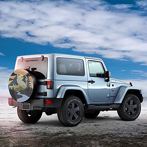 Gwomo Camper Spare Tire Cover Mountain Adventure Wheel Protectors Tyre Covers Weatherproof Wheel Covers Universal Fit for Trailer Rv SUV Truck Camper Travel Trailers 15" - Image 3