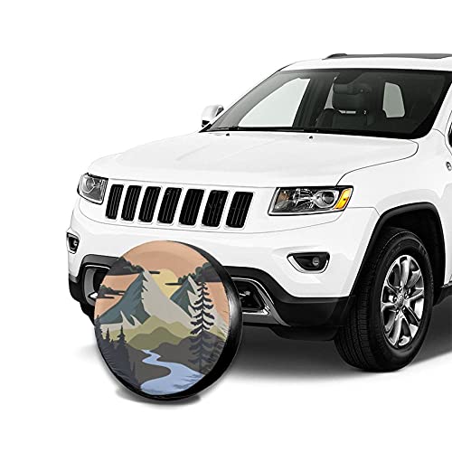 Gwomo Camper Spare Tire Cover Mountain Adventure Wheel Protectors Tyre Covers Weatherproof Wheel Covers Universal Fit for Trailer Rv SUV Truck Camper Travel Trailers 15" - Image 4