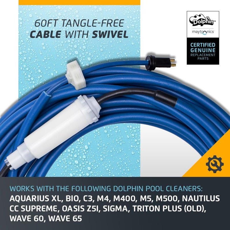 Dolphin Genuine Replacement Part — Durable 60 FT Blue Cable with Swivel for Tangle-Free Operation — 9995873-DIY - Image 3