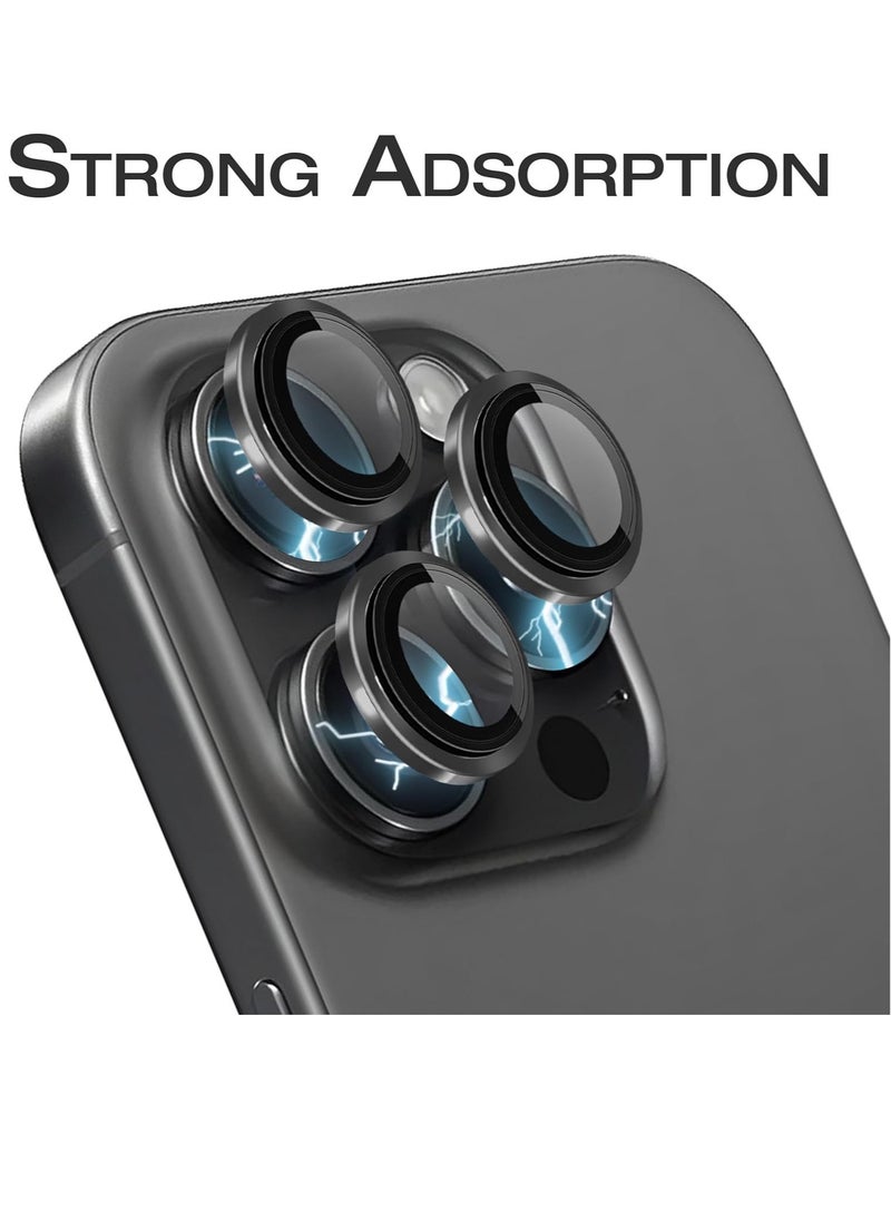 ELTRAZONE Camera Lens Protector for iPhone 15 Pro and 15 Pro Max Tempered Glass Aluminum Ring Cover, HD Clear, iPhone Camera Design Matching, Anti-Reflection, Anti-Scratch, Full Set (Black Titanium)  - Image 5