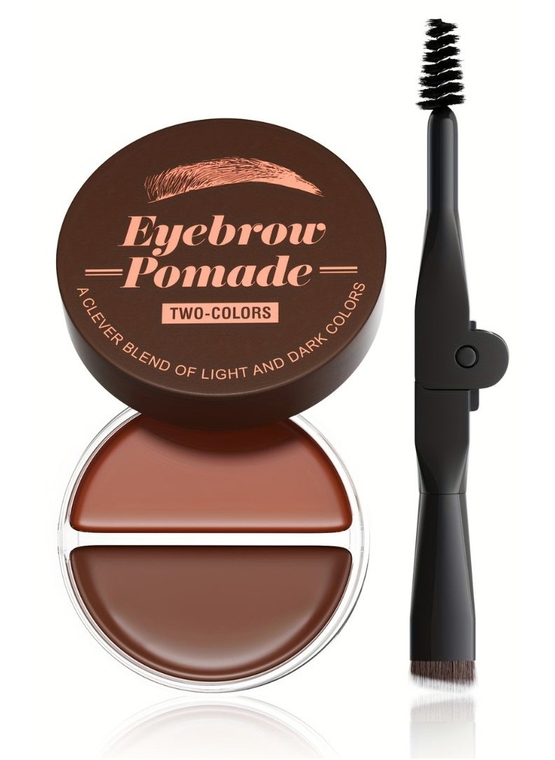 HelloKiss 2 Color Eyebrow Pomade Natural Long Lasting Waterproof Eyebrow Makeup Gel with Eyebrow Brush Eyebrow Color Cream and Eyebrow Styling Brow Shaping Gel Pomade Light Brown and Dark Brown 01  - Image 1