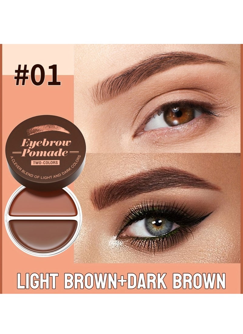 HelloKiss 2 Color Eyebrow Pomade Natural Long Lasting Waterproof Eyebrow Makeup Gel with Eyebrow Brush Eyebrow Color Cream and Eyebrow Styling Brow Shaping Gel Pomade Light Brown and Dark Brown 01  - Image 2