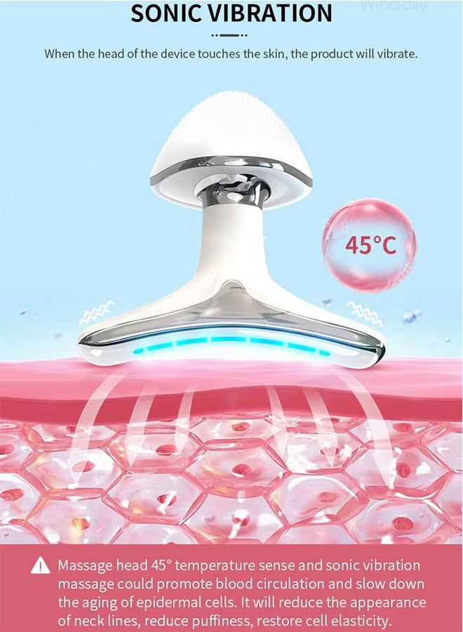 Loquat 7 modes facial massager anti-wrinkle beauty instrument, 45°CV neck face lift and firming facial beauty instrument, LED photon therapy anti-wrinkle double chin remover, firming and lifting EMS facial - Image 2