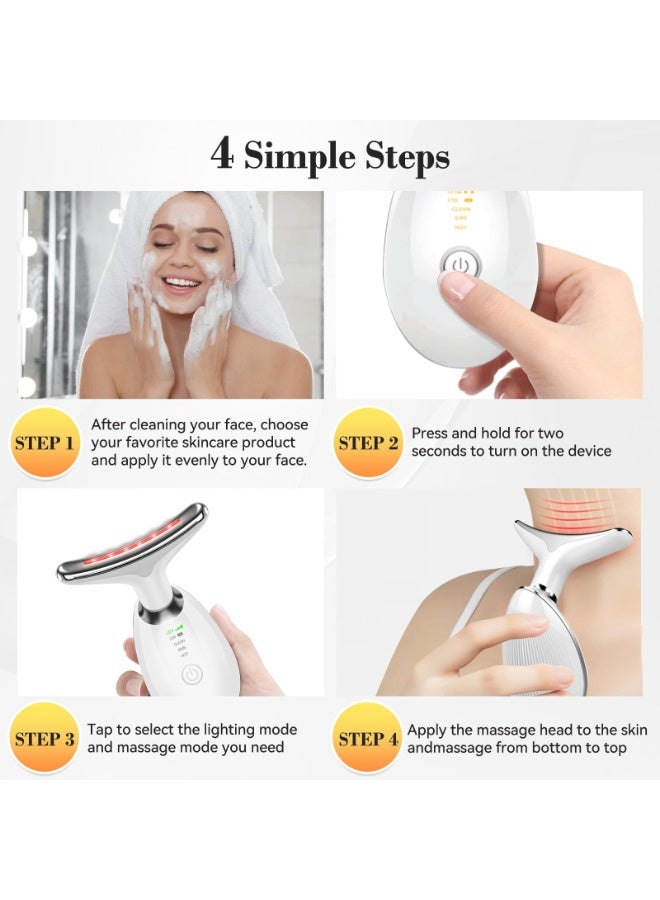 Loquat 7 modes facial massager anti-wrinkle beauty instrument, 45°CV neck face lift and firming facial beauty instrument, LED photon therapy anti-wrinkle double chin remover, firming and lifting EMS facial - Image 5