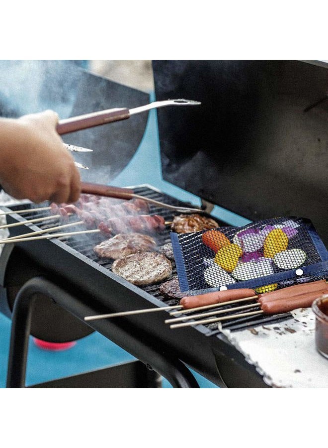YBB 2 Pcs BBQ Grill Mesh Bag with 2 Pcs Silicone Brush, Non-Stick Large BBQ Baked Grilling PTFE Bag Heat-Resistant Reusable Easy to Clean Mesh Backing Bag for Outdoor Picnic Cooking Barbecue - Image 5