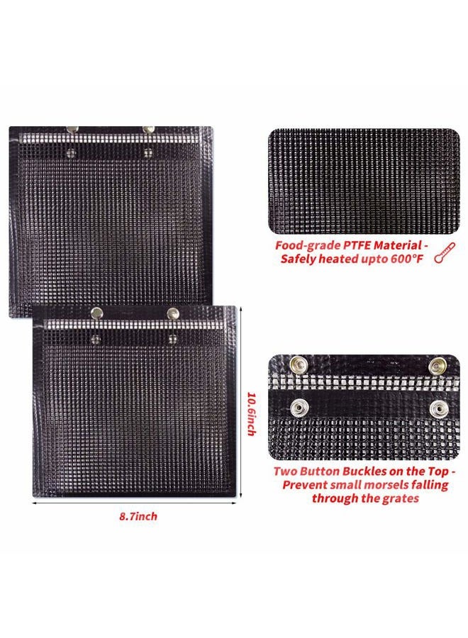 YBB 2 Pcs BBQ Grill Mesh Bag with 2 Pcs Silicone Brush, Non-Stick Large BBQ Baked Grilling PTFE Bag Heat-Resistant Reusable Easy to Clean Mesh Backing Bag for Outdoor Picnic Cooking Barbecue - Image 2