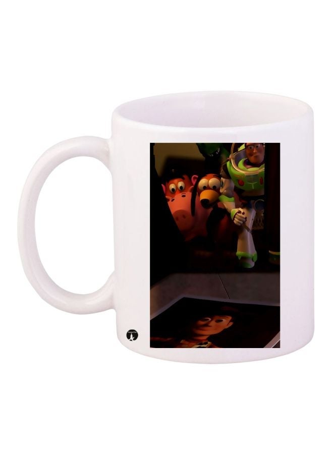 RYN Cartoon Printed Coffee Mug White/Brown/Green 11ounce