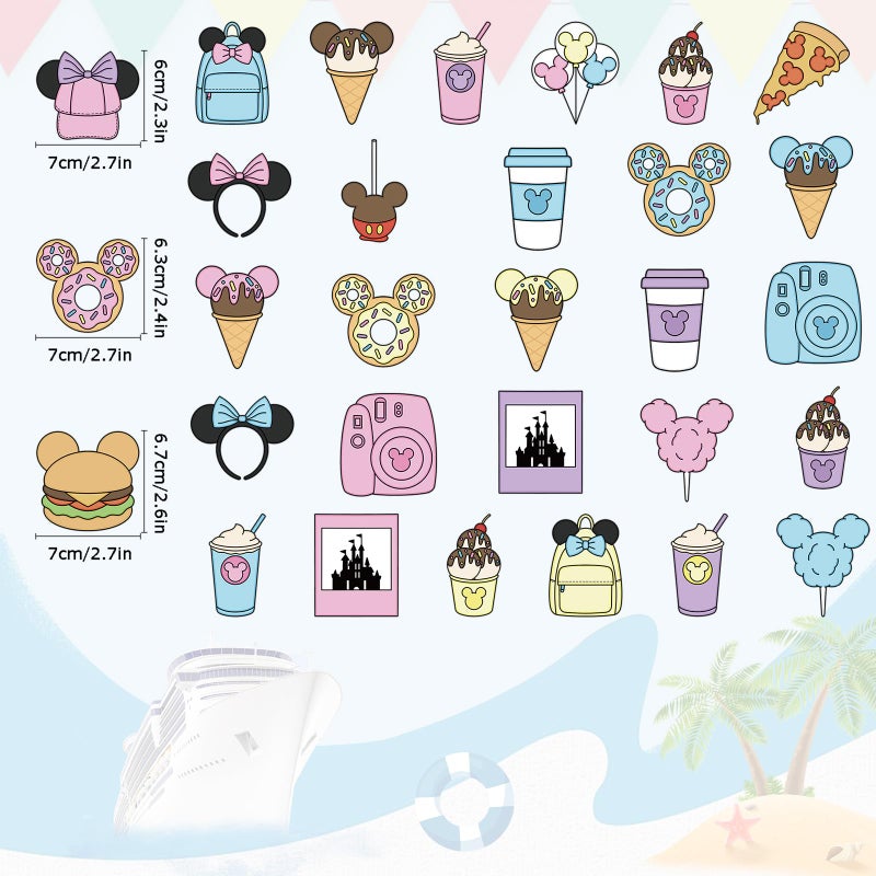 RiVolTa Mouse Cruise Door Magnets - 30 Pcs Cute Ship Decorations Magnetic Funny Ice Cream Snacks Cabin Anchor Stickers Cartoon Animal Decals Stateroom Accessories for Holiday Carnival Party Car Decor - Image 2