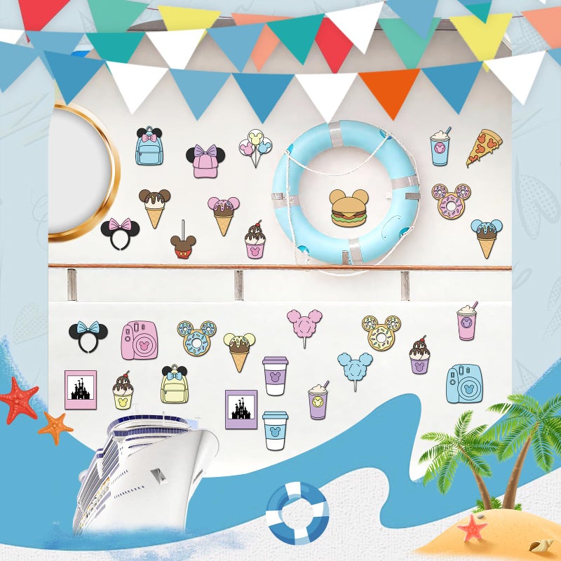RiVolTa Mouse Cruise Door Magnets - 30 Pcs Cute Ship Decorations Magnetic Funny Ice Cream Snacks Cabin Anchor Stickers Cartoon Animal Decals Stateroom Accessories for Holiday Carnival Party Car Decor - Image 5