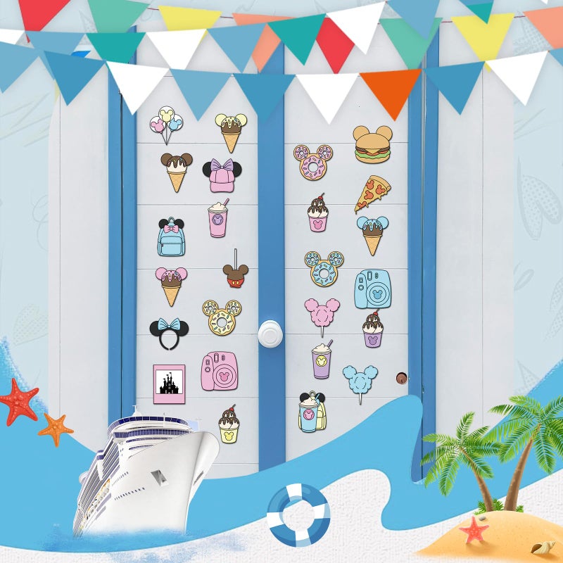 RiVolTa Mouse Cruise Door Magnets - 30 Pcs Cute Ship Decorations Magnetic Funny Ice Cream Snacks Cabin Anchor Stickers Cartoon Animal Decals Stateroom Accessories for Holiday Carnival Party Car Decor - Image 3