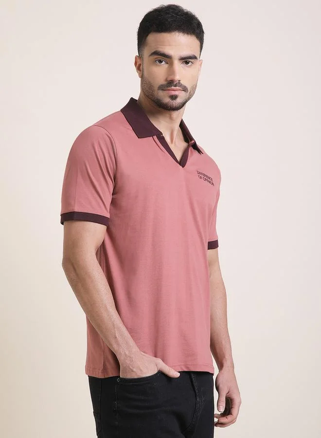 Difference of Opinion Men Relaxed Fit Embroidery Open Collar Polo