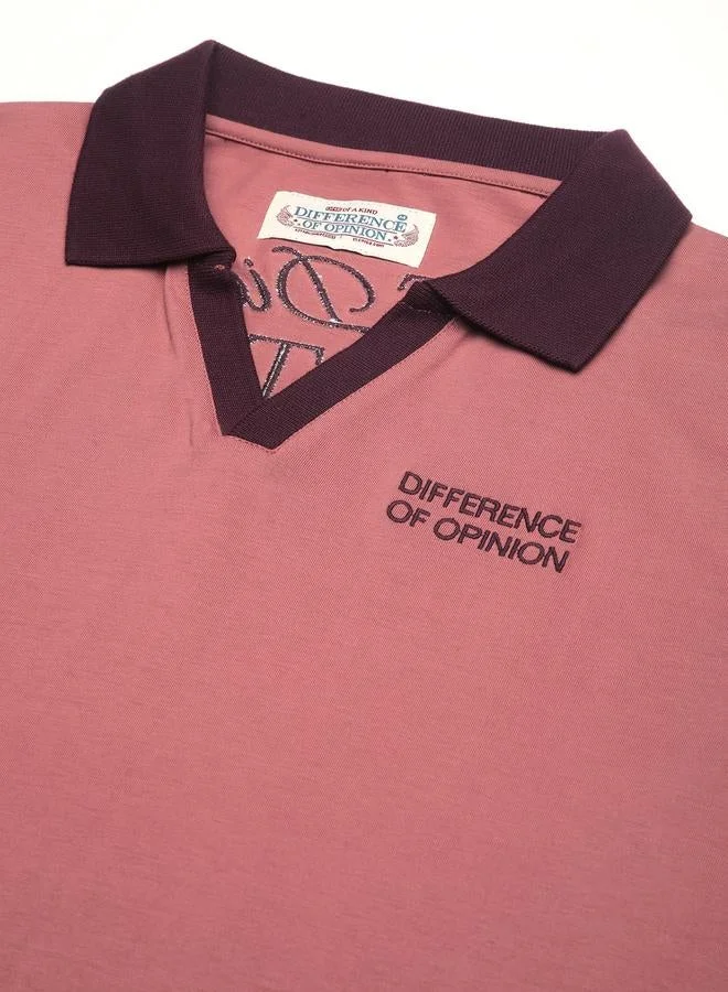Difference of Opinion Men Relaxed Fit Embroidery Open Collar Polo