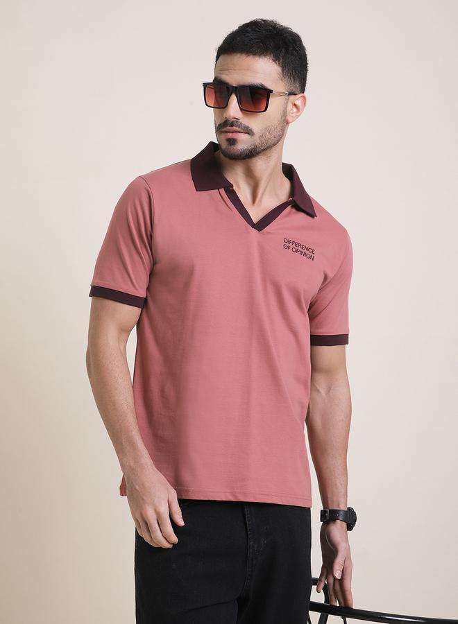 Difference of Opinion Men Relaxed Fit Embroidery Open Collar Polo - Image 1