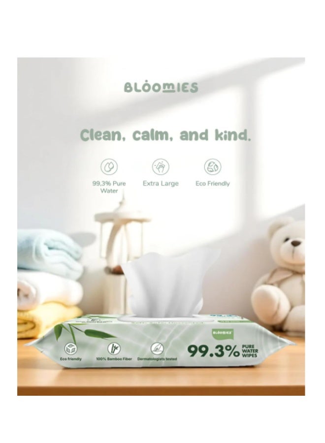 Bloomies Bamboo Baby Wipes, Unscented, Extra large, pack of 48pcs - Image 3